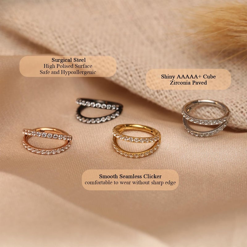 FUNLMO Store 316L Surgical Steel Nose Hoop Septum Conch Piercing Jewelry Cartilage Daith Helix Tragus Rook Lobe Earring Triple/Double Nose Lip Ring 20G 18G 16G - Image 3